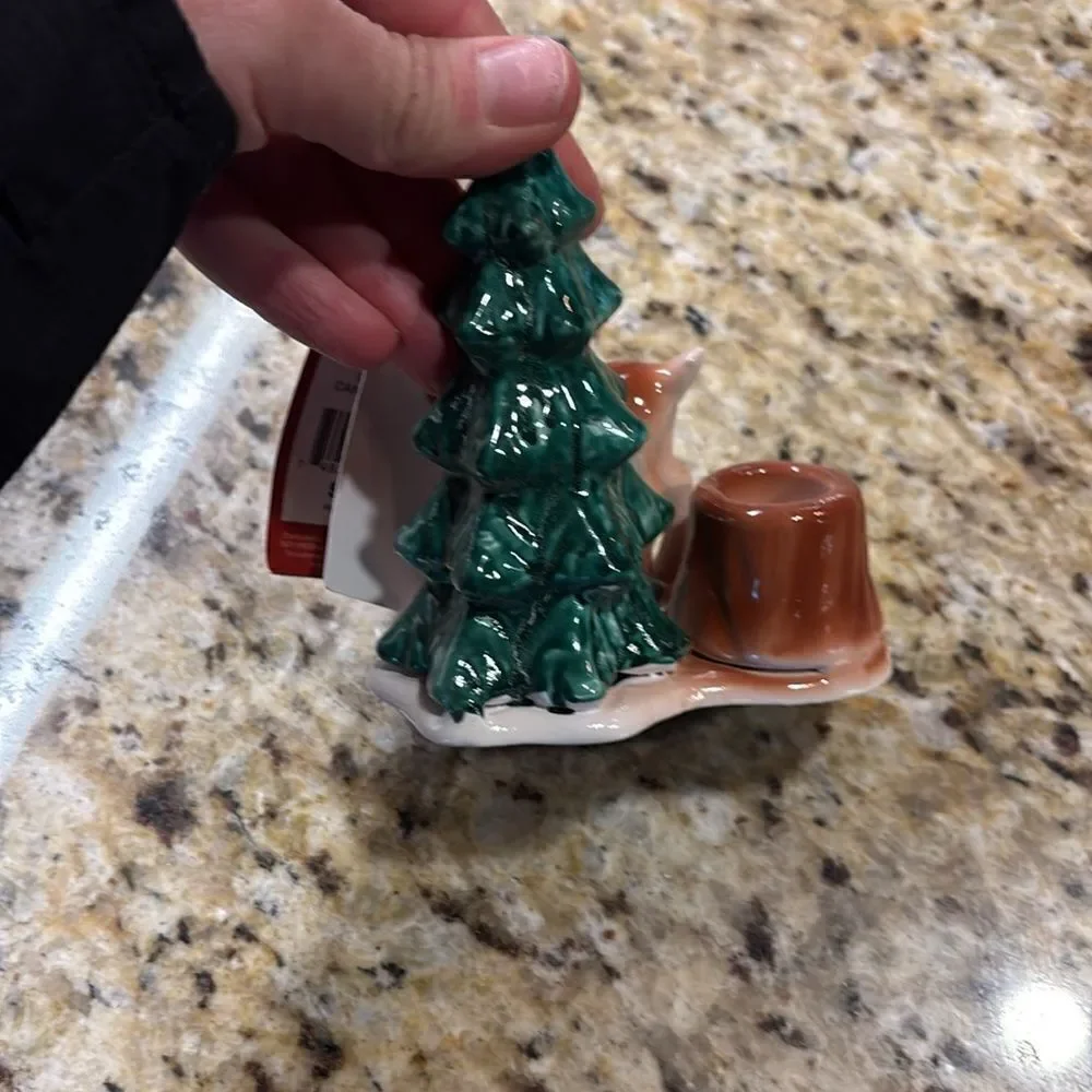 NWT Red Barn Cast Iron Winter Deer Candle holder